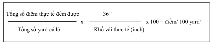 Công thức tính lỗi vải theo hệ thống 4 điểm cho ca lo vai