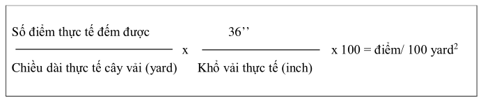 Công thức tính lỗi vải theo hệ thống kiểm tra vải 4 điểm